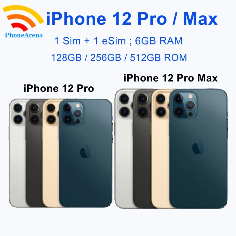 Original iPhone 12 Pro / 12ProMax 128GB 256GB ROM 6GB RAM 6.1' & 6.7' Super Retina OLED Face ID 5G Unlocked iPhone12 Promax